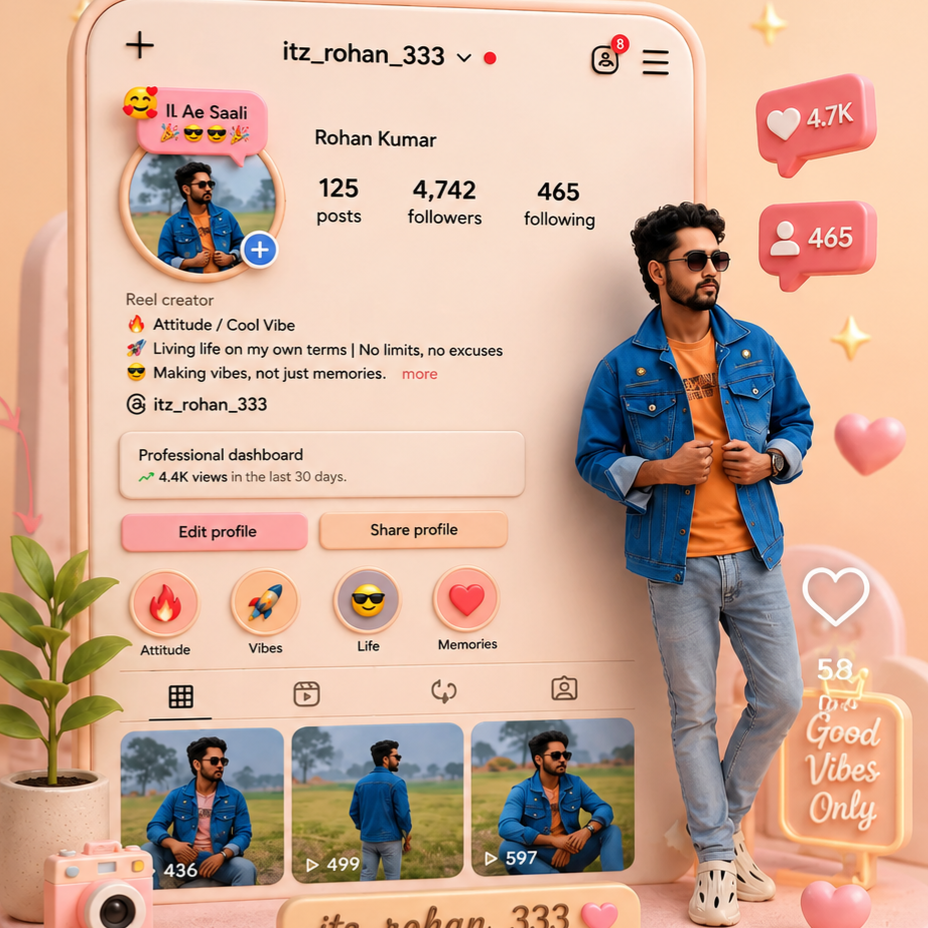 Instagram 3D Pastel Profile Diorama