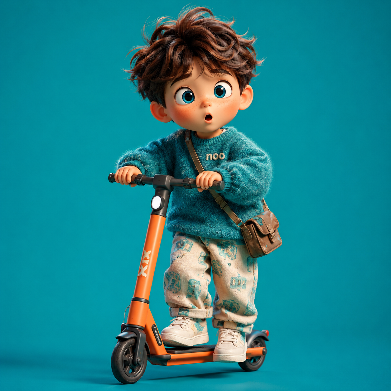 3D Pixar Boy on E-Scooter
