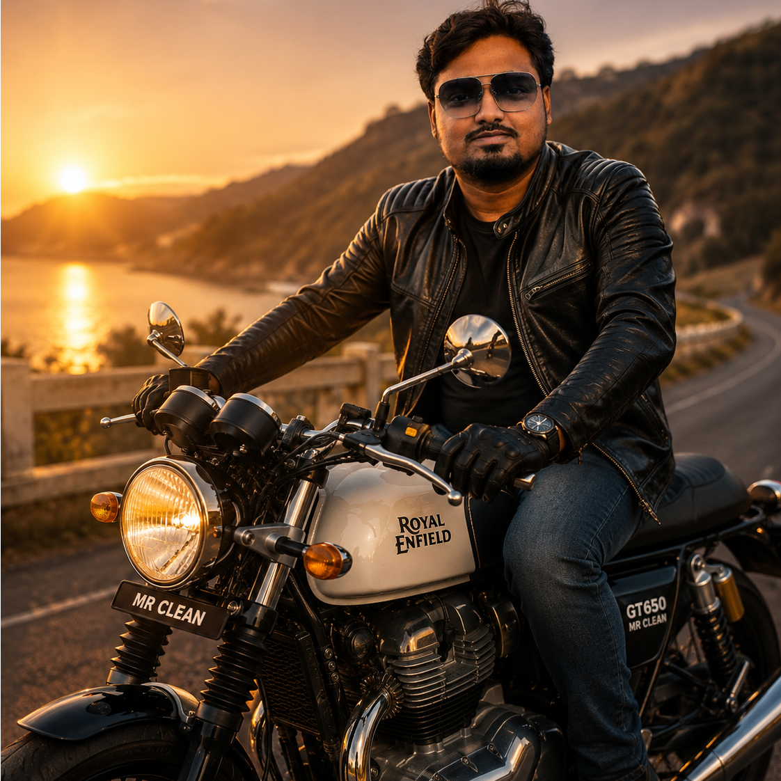 Cinematic Motorcycle Portrait (Same — 1/2
