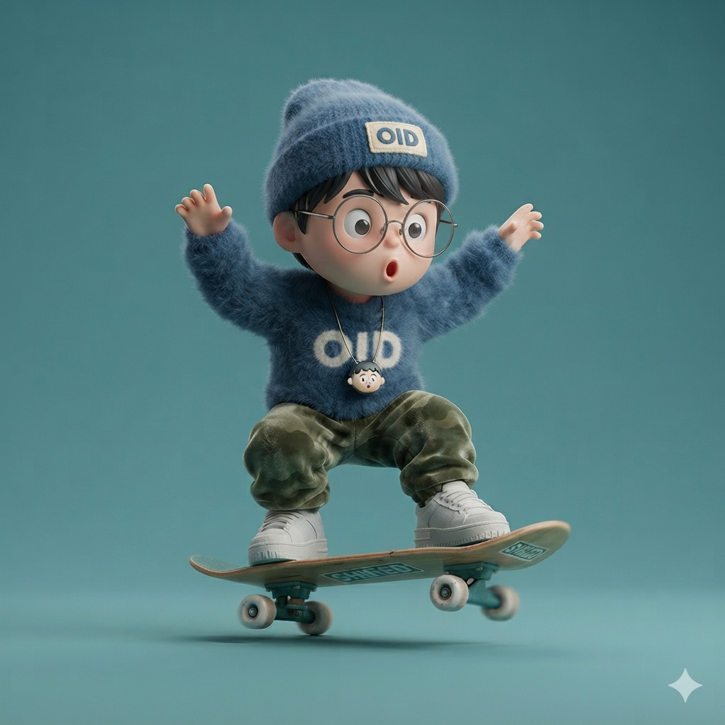 3D Chibi Skateboard Toy Art