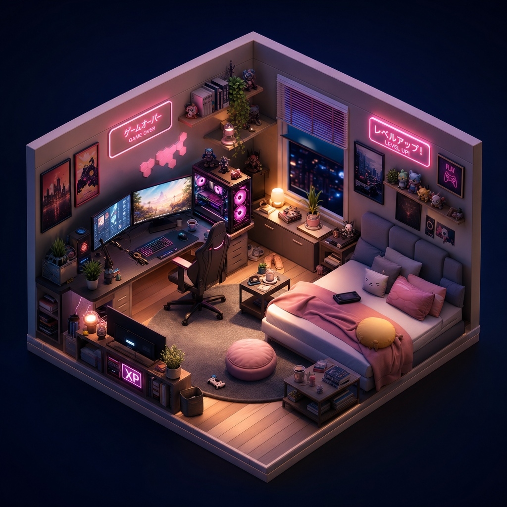 3D Isometric Tiny Room Diorama
