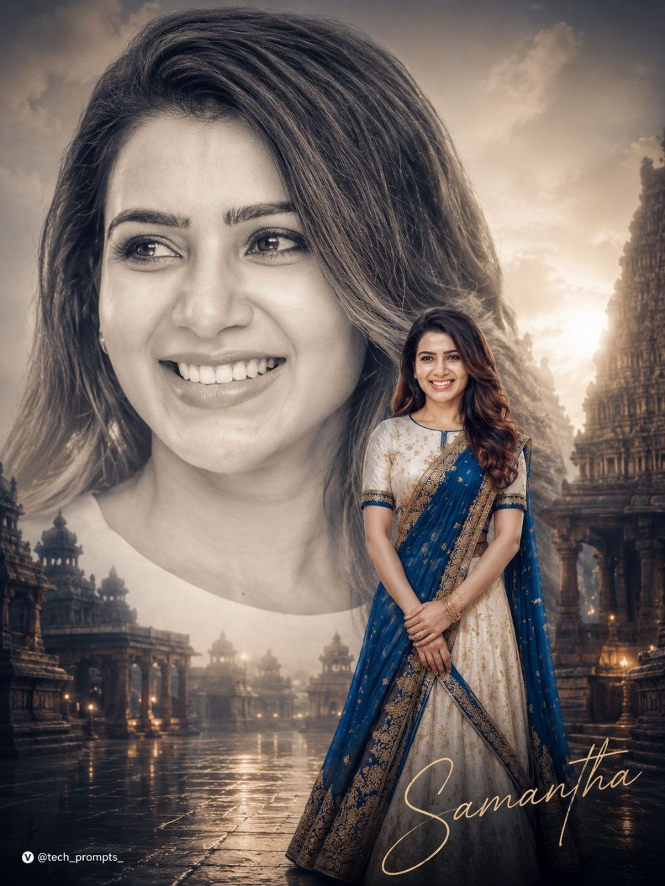 Cinematic Double Exposure Half-Saree Portrait Poster — 2/2
